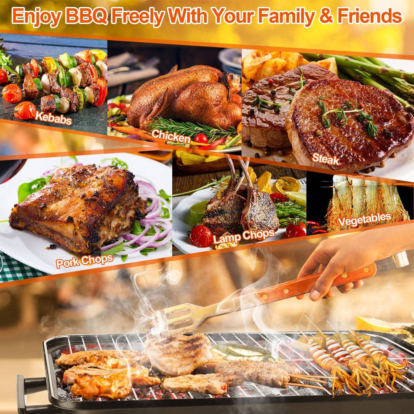 Portable Charcoal Grill – Outdoor Tabletop Small BBQ Smoker with Folding Lid | Perfect for Camping, Picnics & Beach