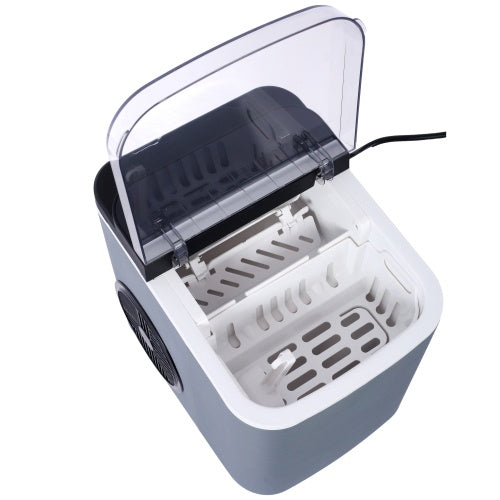 Portable Ice Maker Machine for Countertop, 9 Cubes in 6 Mins, Self-Cleaning, 26Lbs/Day with Basket & Scoop, Ideal for Home or Kitchen