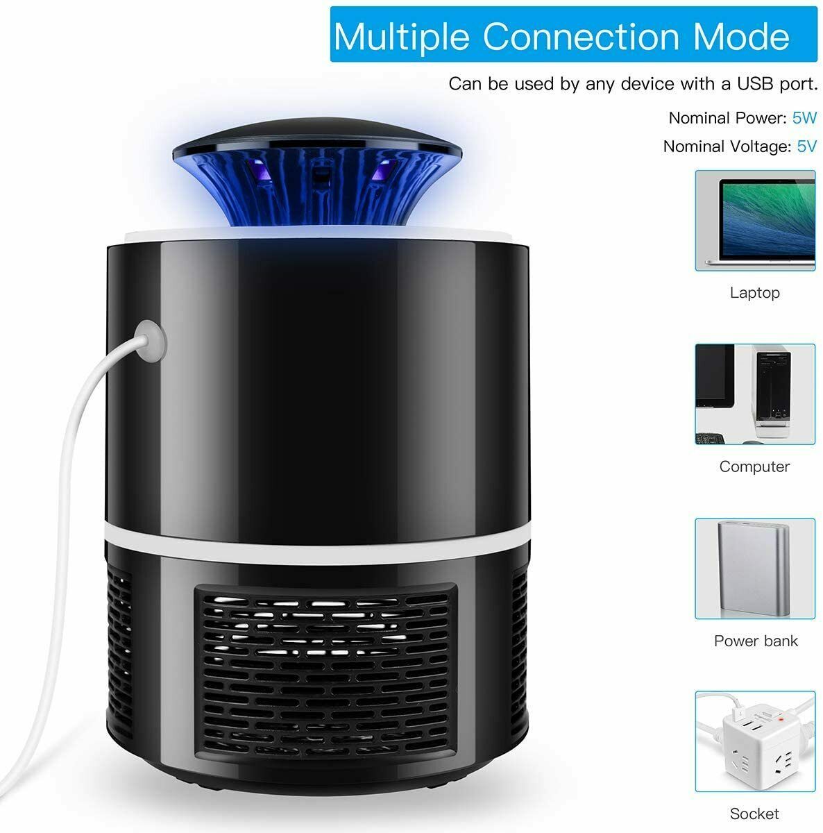 Electric UV Mosquito Killer Lamp – Indoor & Outdoor USB Insect Zapper